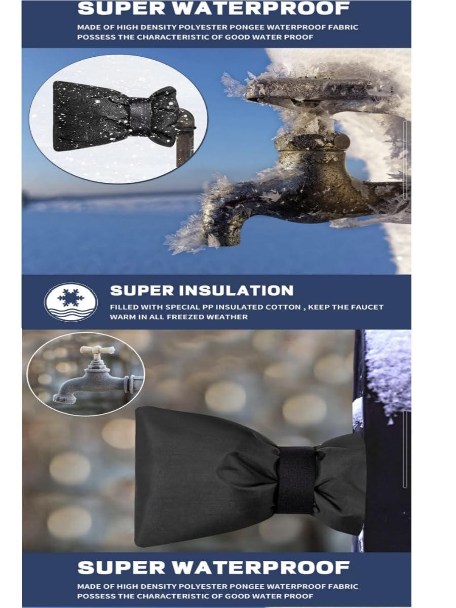 1 cubierta de aislamiento para medidor de agua, 2 fundas exteriores para grifo, cubierta de aislamiento de medidor de agua de invierno y cubierta de aislamiento de grifo combinación de protección para