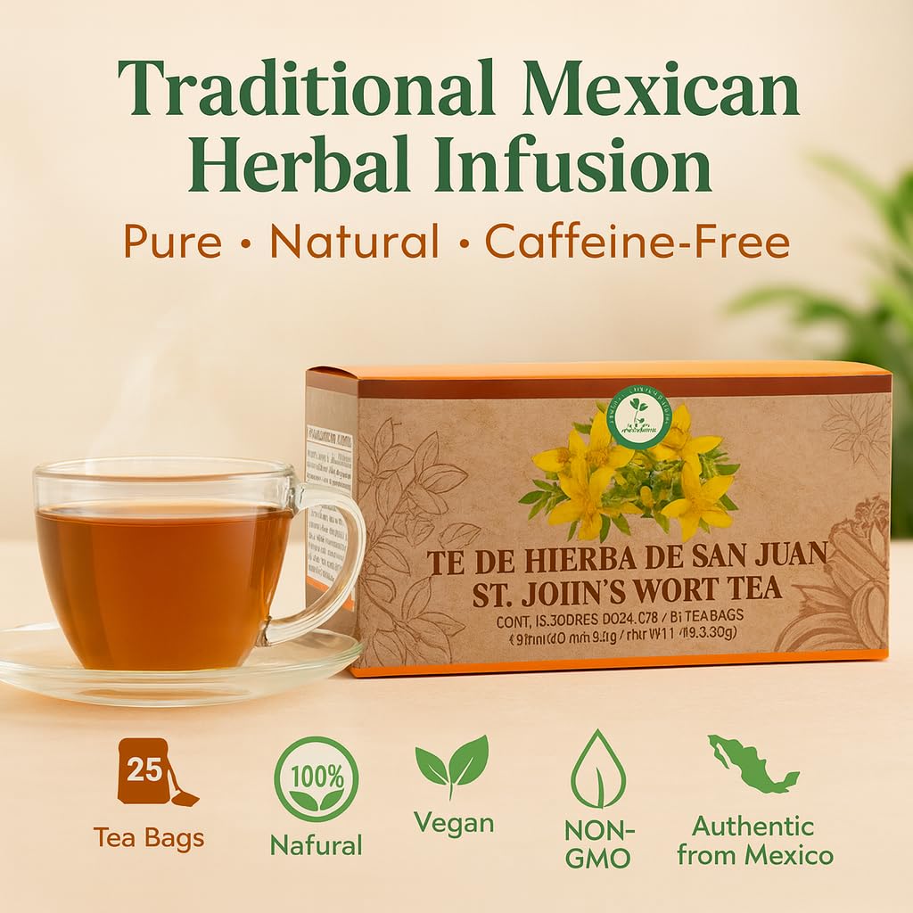 Hierba De San Juan TE (St. John's Wort tea) 25 tea bags, vegan, 100% Natural,