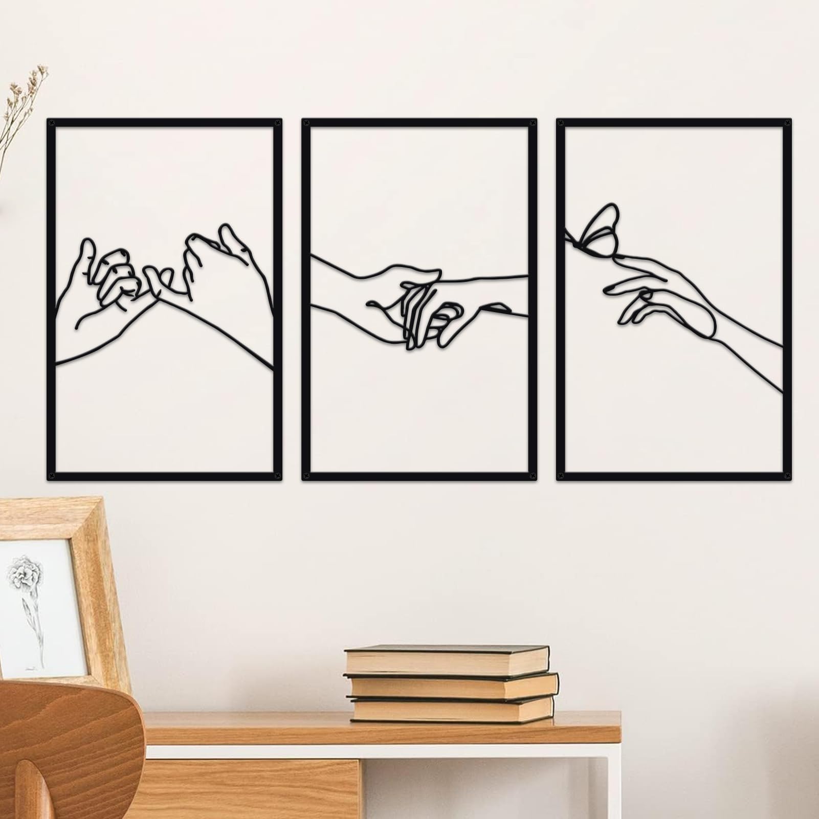 Resama Minimalist Lines Female Body Hand Shape Metal Wall Art Decor, Modern Abstract Line Home Wall Art, Women Hanging Wall Signs for Bedroom Living Room Kitchen Decor