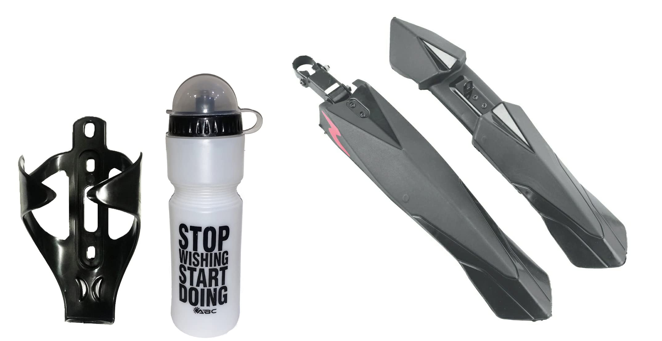 ABC Bicycle Front & Rear Mudguard Dual Tone with Plastic Fitting + 1 Bottle & Stand Included (Black) (B0B1GBVJC1) Amazon Price History, Amazon Price Tracker