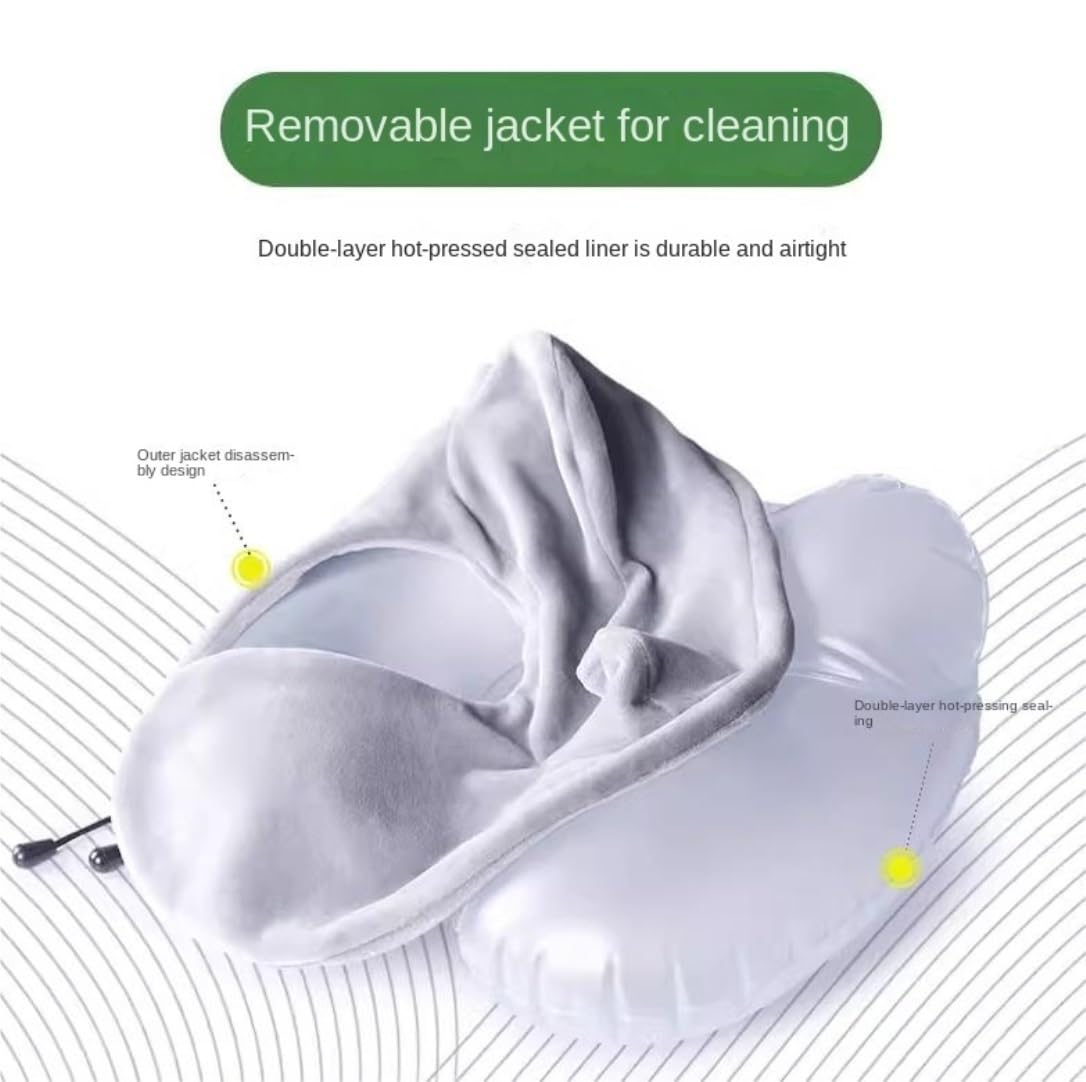 Nackenkissen Auto Nackenkissen Reise Aufblasbares Reisekissen, Verstellbares Nackenkissen, Tragbares U-förmiges Kissen Aus Samt Für Flugzeuge Nach Hause Travel Essentials(Navy Blue)