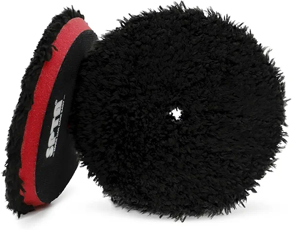 SPTA Microfiber Polishing Pad, 2Pcs 5Inch 125mm Pads Microfiber Cutting Disc Finishing Disc with Hook & Loop Backing for Car Buffer Polisher Cutting Buffing Waxing and Polishing