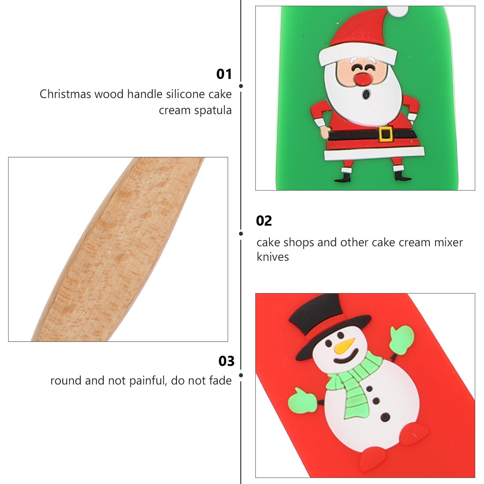 4 piezas Espátulas de Silicona para Pastel de Navidad de Rascadores de Crema Prácticos y de Limpiar Herramientas de Cocina para Hornear