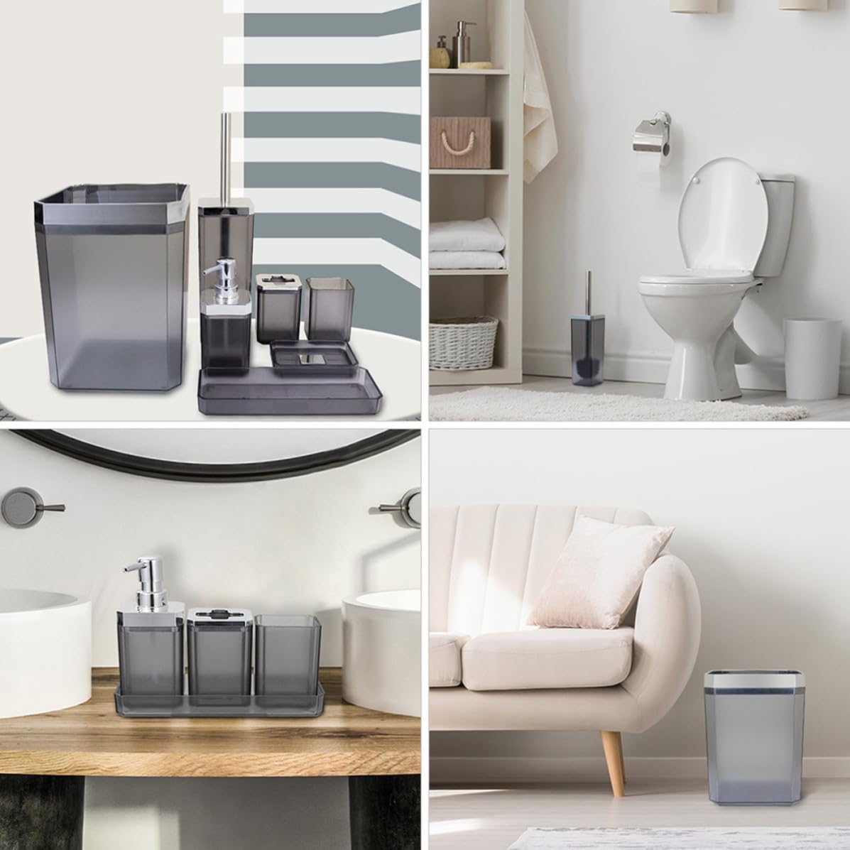 BESPORTBLE Set Accessori Bagno Hotel in Acciaio Inox, Set per Lavaggio Casa, per Organizzare i Prodotti da Bagno, Stile Elegante e Decorativo