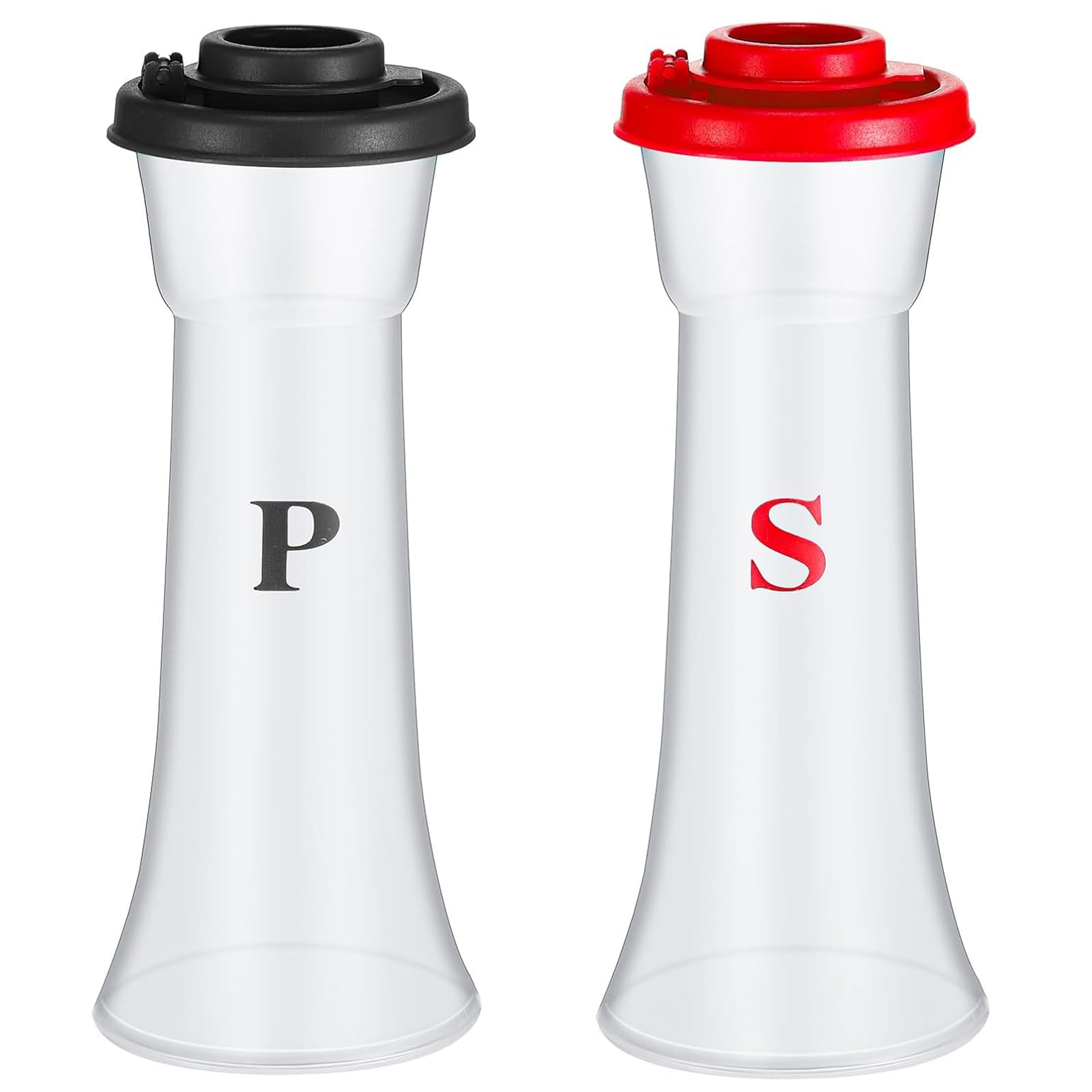 Lot de 2 salières et poivrières en plastique avec couvercles, anti-humidité, couvercles hermétiques, sans BPA, pour la maison, la cuisine, le restaurant, le camping (rouge et noir)
