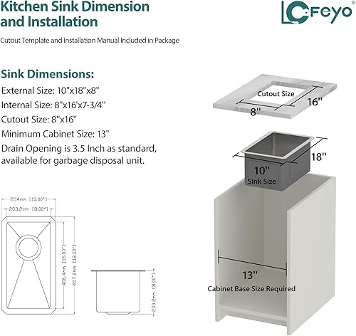 Miniatura 7 de Fregadero de barra de acero inoxidable de 15 x 17 pulgadas, fregadero de preparación de barra húmeda, acero inoxidable, calibre 16, cuenco
