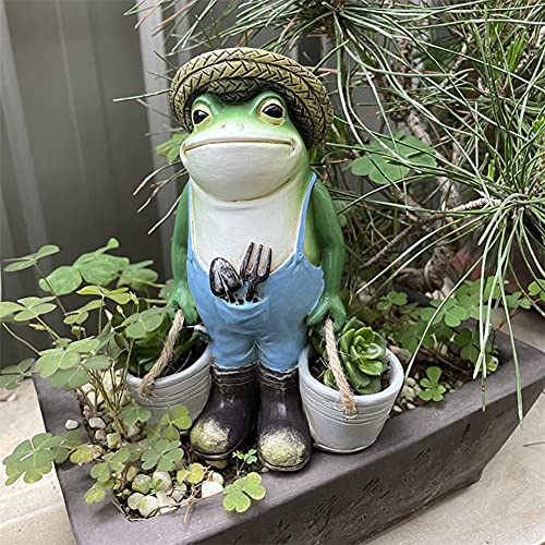 Grenouille figurine décorative en résine peinte pour paysage de jardin