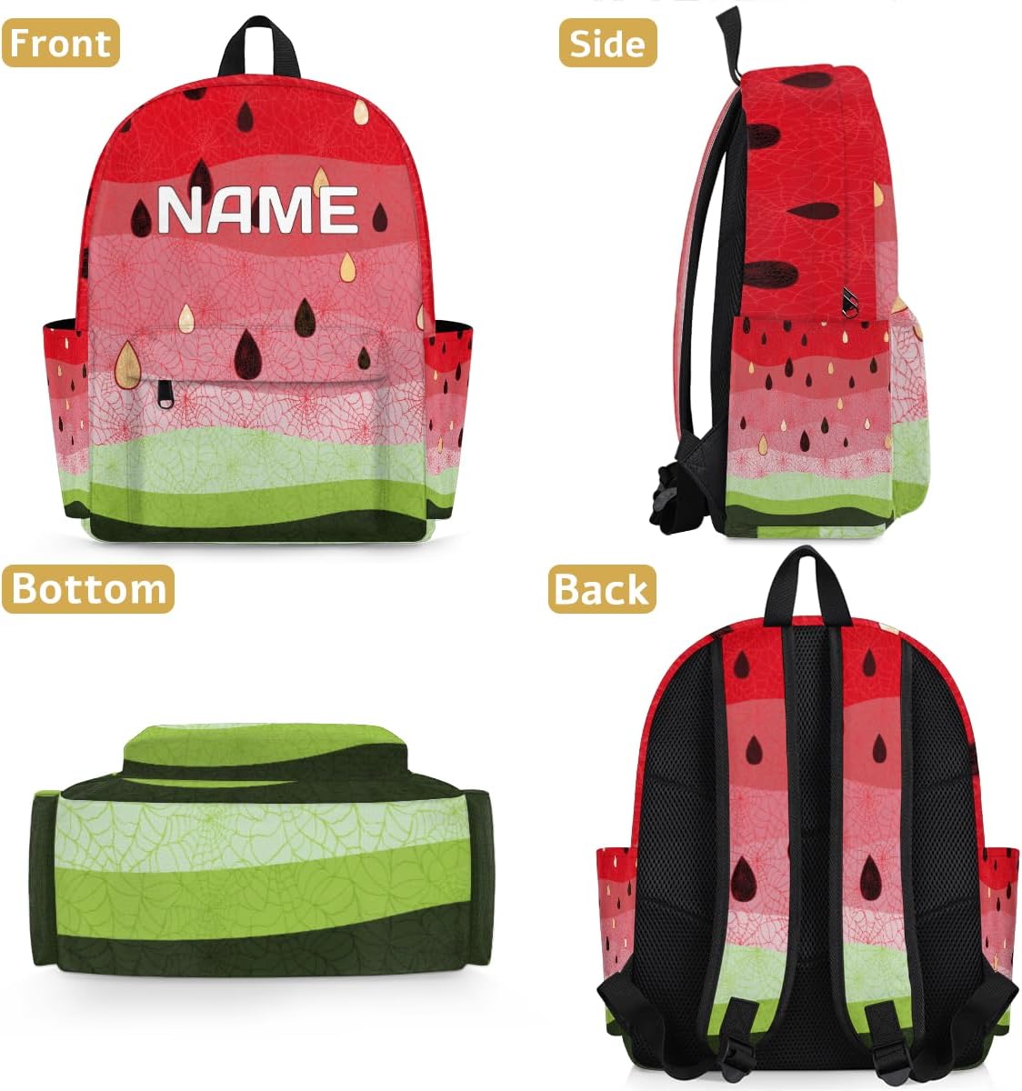 Summer Watermelon Customized Kids Backpack for Boys Girls Lovely Fruit Personalized Preschool Toddler Backpack Kindergarten Nursery Bookbag Travel Children School Bag
