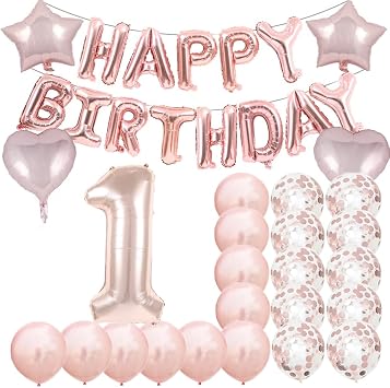 Rose Gold 1 Balloon - Number Balloon 40 Inch, 1st Birthday Decorations