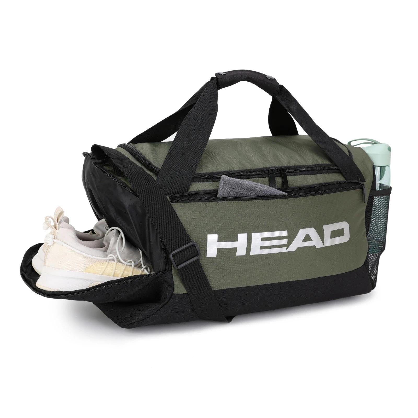 HEAD 45L Waterproof Gym Duffle Bag for Men Large Capacity Sports Bag with Shoe Compartment Dry Wet Pocket