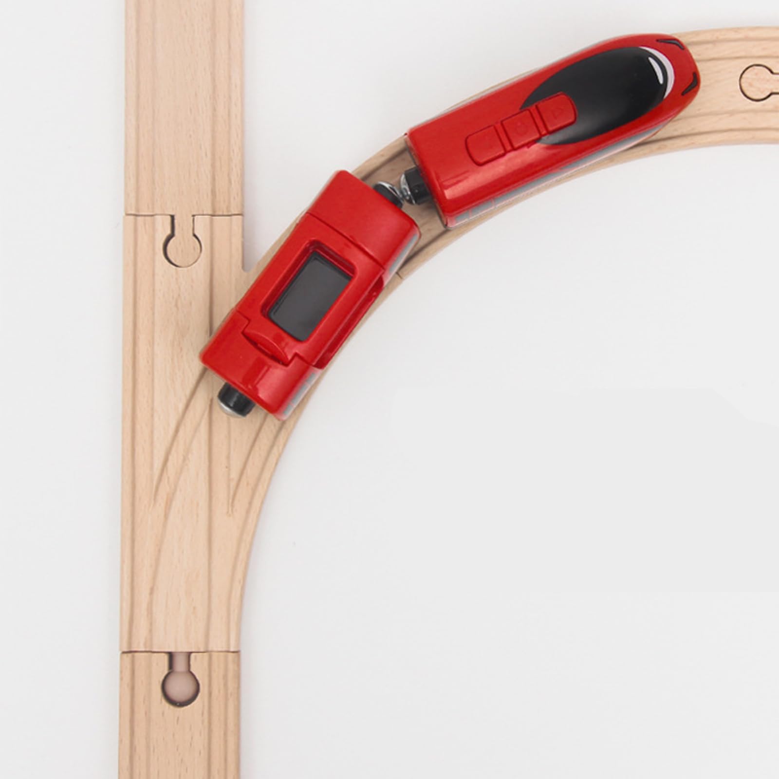 Juego de 33 rieles de ferrocarril de madera - Con riel en S, cruce y clavijas - Compatible con marcas de ferrocarril - Rieles de madera para niños de 3 años en adelante (33 piezas)
