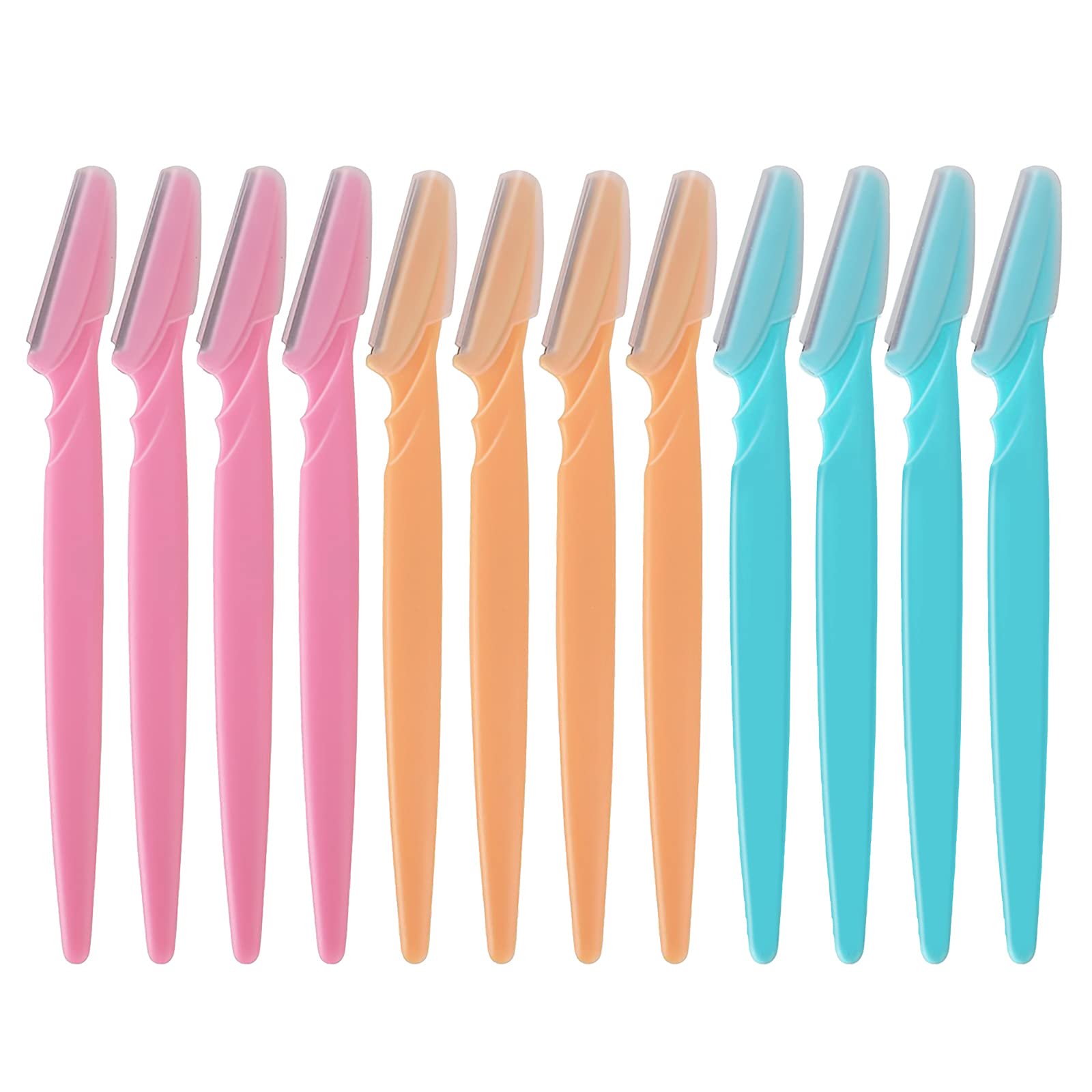 12 pcs Eyebrow Razors, Ealicere Shaver Trimmer Shaper, Eyebrow Trimmer Portable Facial Hair Remover for Women and Men(Orange,Pink,Blue)