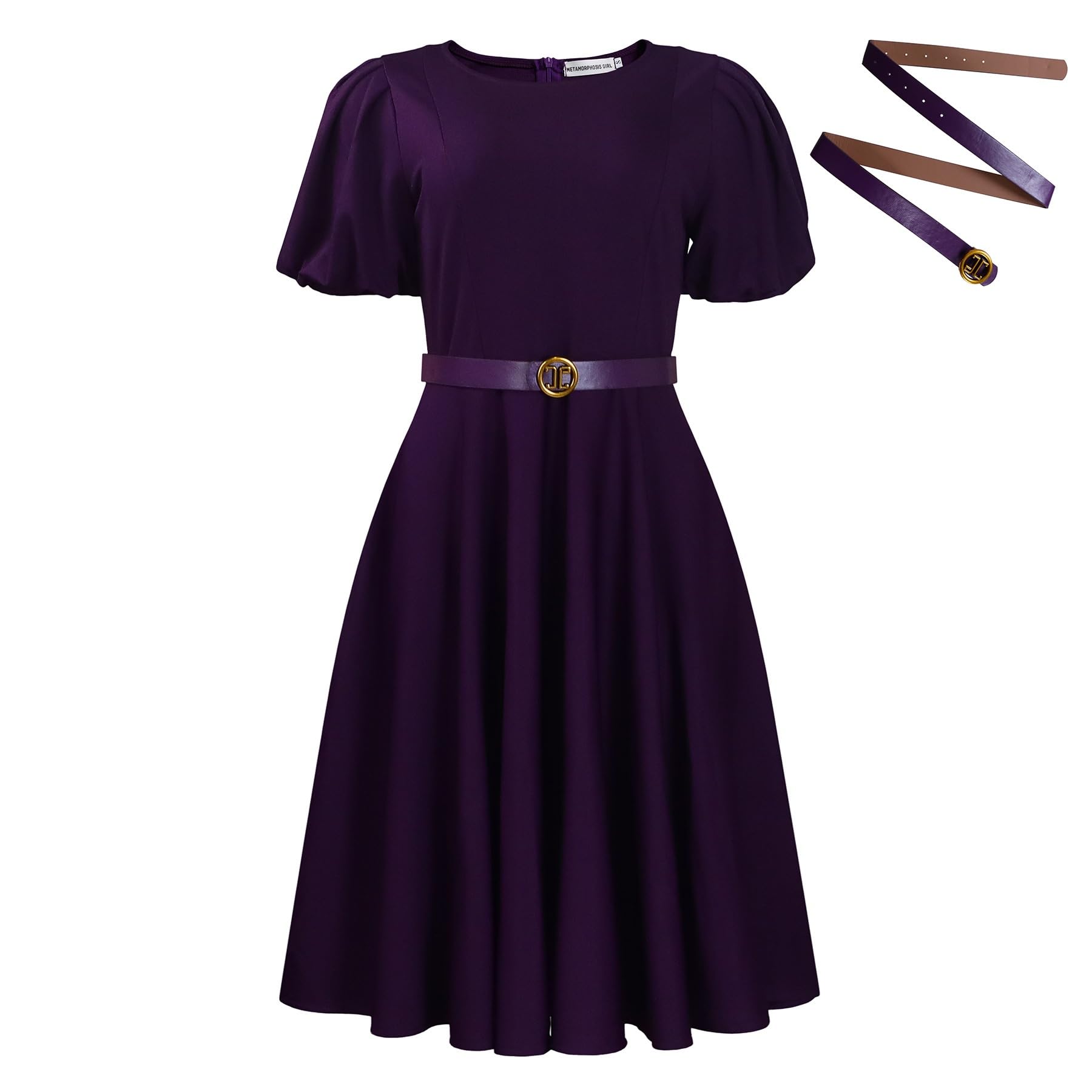white christmas dresses Berylove Women Dark Purple Long Sleeve Work Dress Sheath Midi Business Casual Dress with Slit, Dark Purple / US16W main image 1