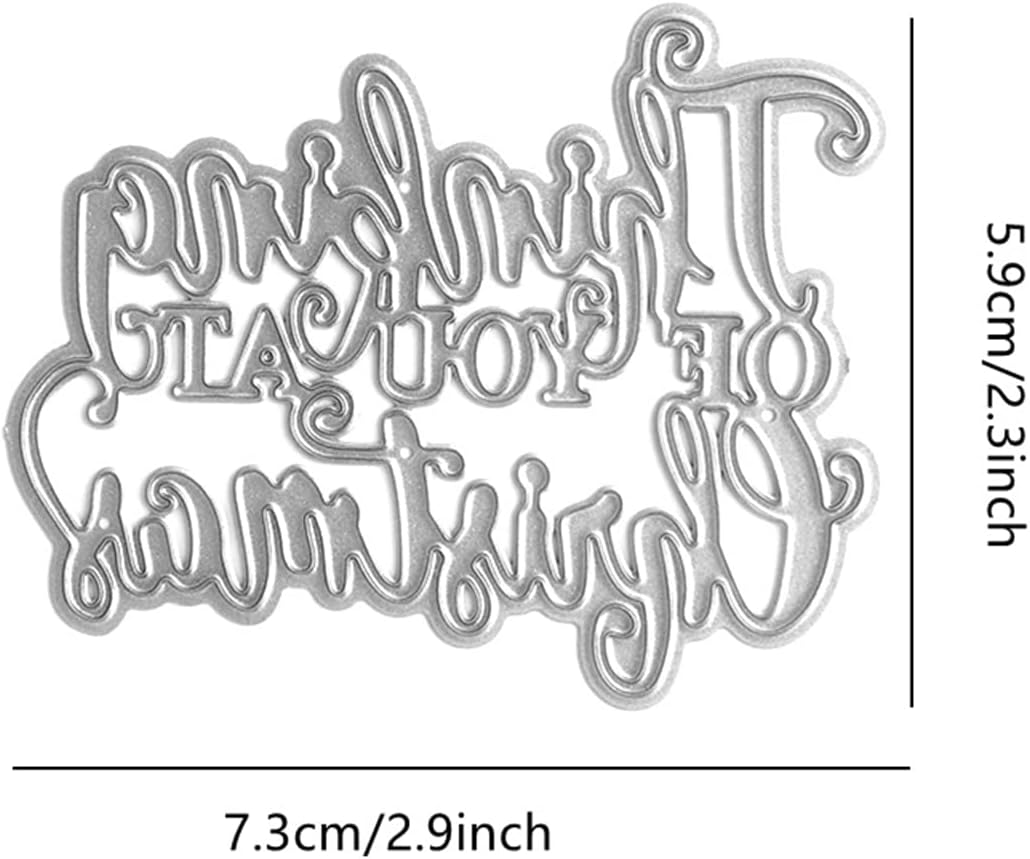Thinking of You at Christmas Greetings Words Best Wishes Die-Cuts Metal Cutting Dies for DIY Scrapbooking Embossing Stencil Album Paper Craft Gift Card Home Decoration Card-Making