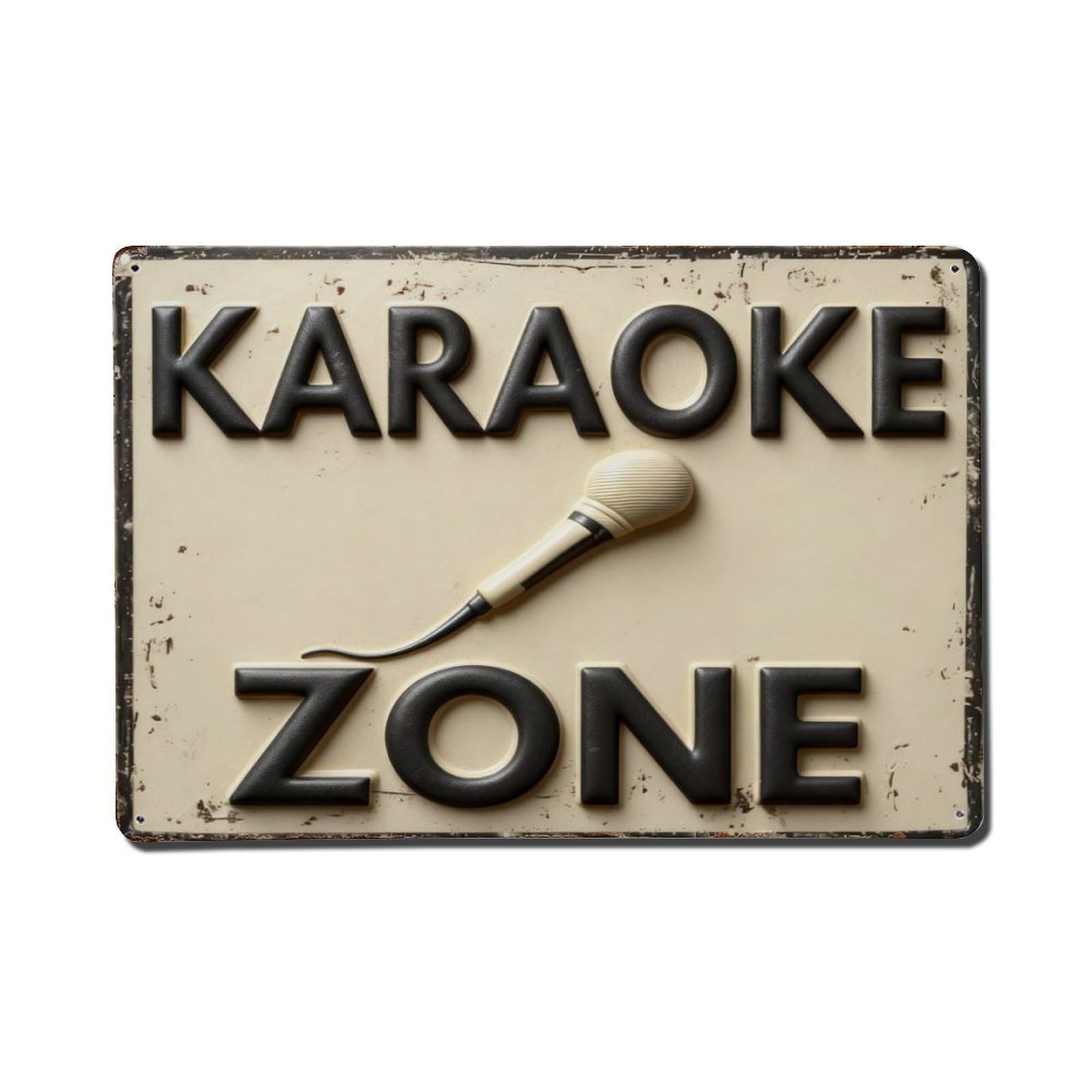 Iageret Vintage Karaoke Zone Sign With Microphone Metal Tin Sign Retro Wall Decor, Bar Garage Cafe Kitchen Home Wall Art Poster Decoration 8X12inches