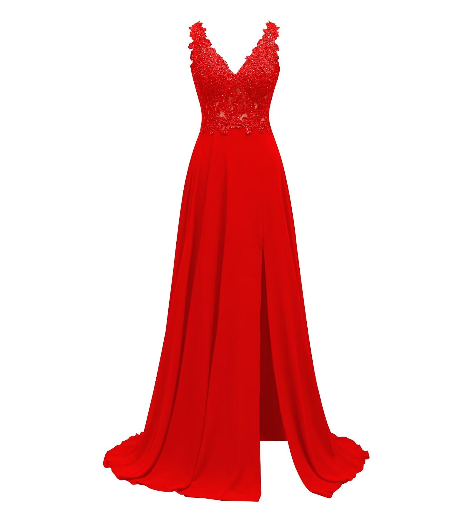 Lace Appliques Chiffon Bridesmaid Dresses 2026 Long Beaded Prom Dress A Line Formal Gowns with Slit for Women