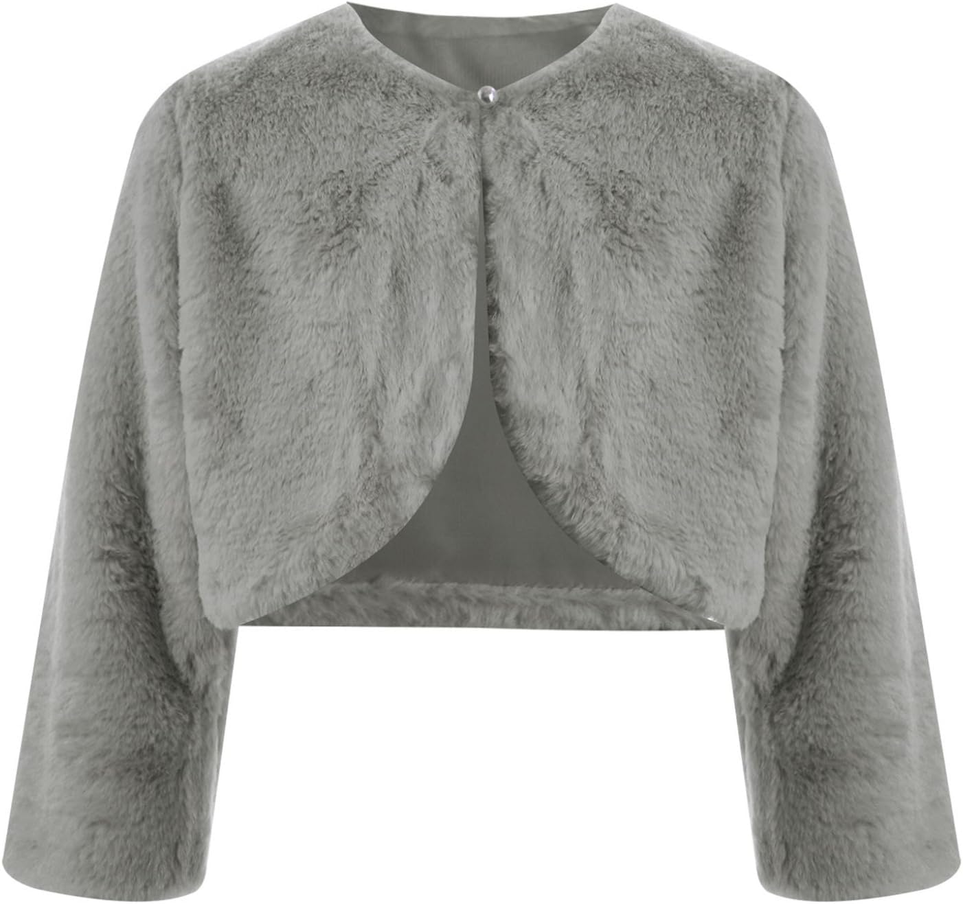 Little Girls Faux Fur Bolero Shrug Wedding Party Dress Coat Princess Cape Open Front Crop Jacket