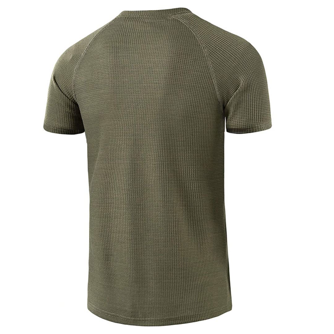 Maglietta da uomo Henley a maniche corte, slim fit, casual, con 3 bottoni