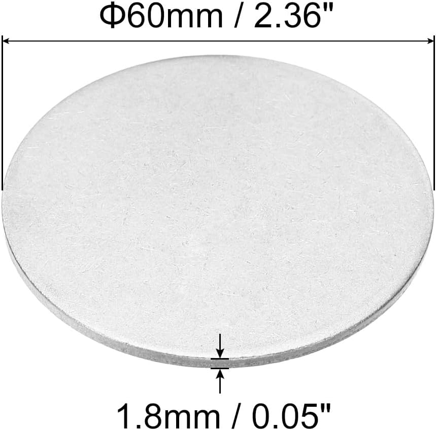 PATIKIL 60mm Steel Disc, 6Pcs Round Metal Stamping Blanks Tags Circle Stainless Steel Strike Plate DIY for Engraving Stamping Jewelry Craft image 2