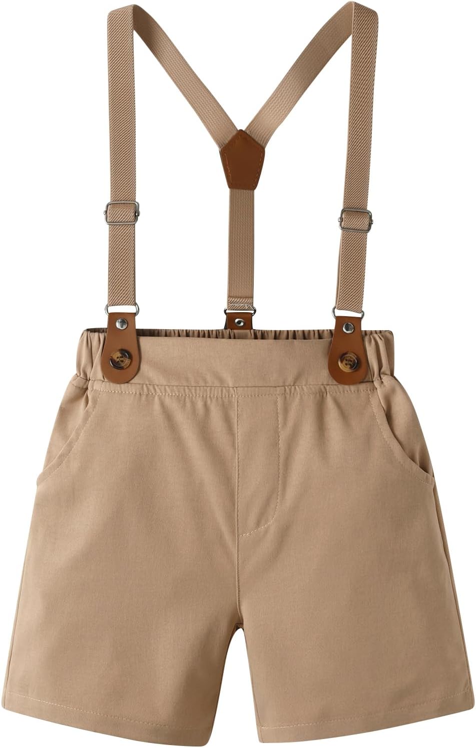 Boarnseorl Baby Boys Gentleman Outfits Shorts Sets,Infant Shirt + Shorts + Bow Tie + Suspenders - Image 6