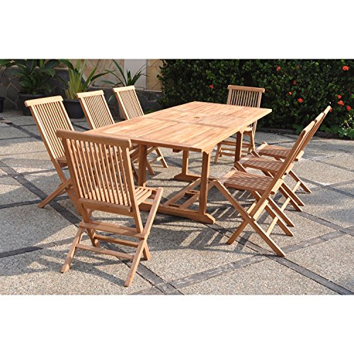 CONCEPT USINE | Salon de Jardin en Teck Massif 8 Personnes | Design KAJANG | Table Rectangulaire +...