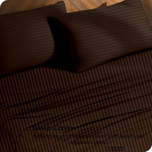 Miniatura 18 de Juego de sábanas de bolsillo extra profundas (4 piezas) 100% algodón egipcio de 400 hilos, bolsillo profundo de 22 pulgadas, sábana bajera ajustable