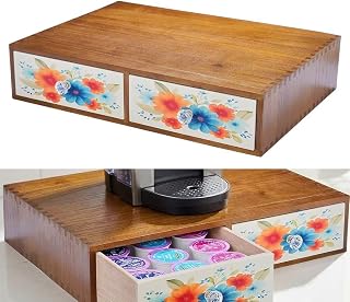 Wooden Coffee Pod Holder & Organizer - Cute Coffee Station Organizer for Counter, Coffee Pods and Tea Organizer Holder