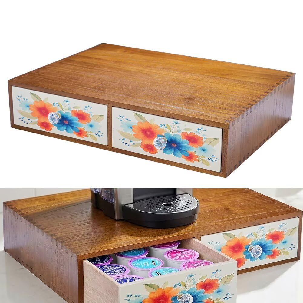 WEPONZEN Wooden Coffee Pod Holder & Organizer - Cute Coffee Station Organizer for Counter, Coffee Pods and Tea Organizer Holder
