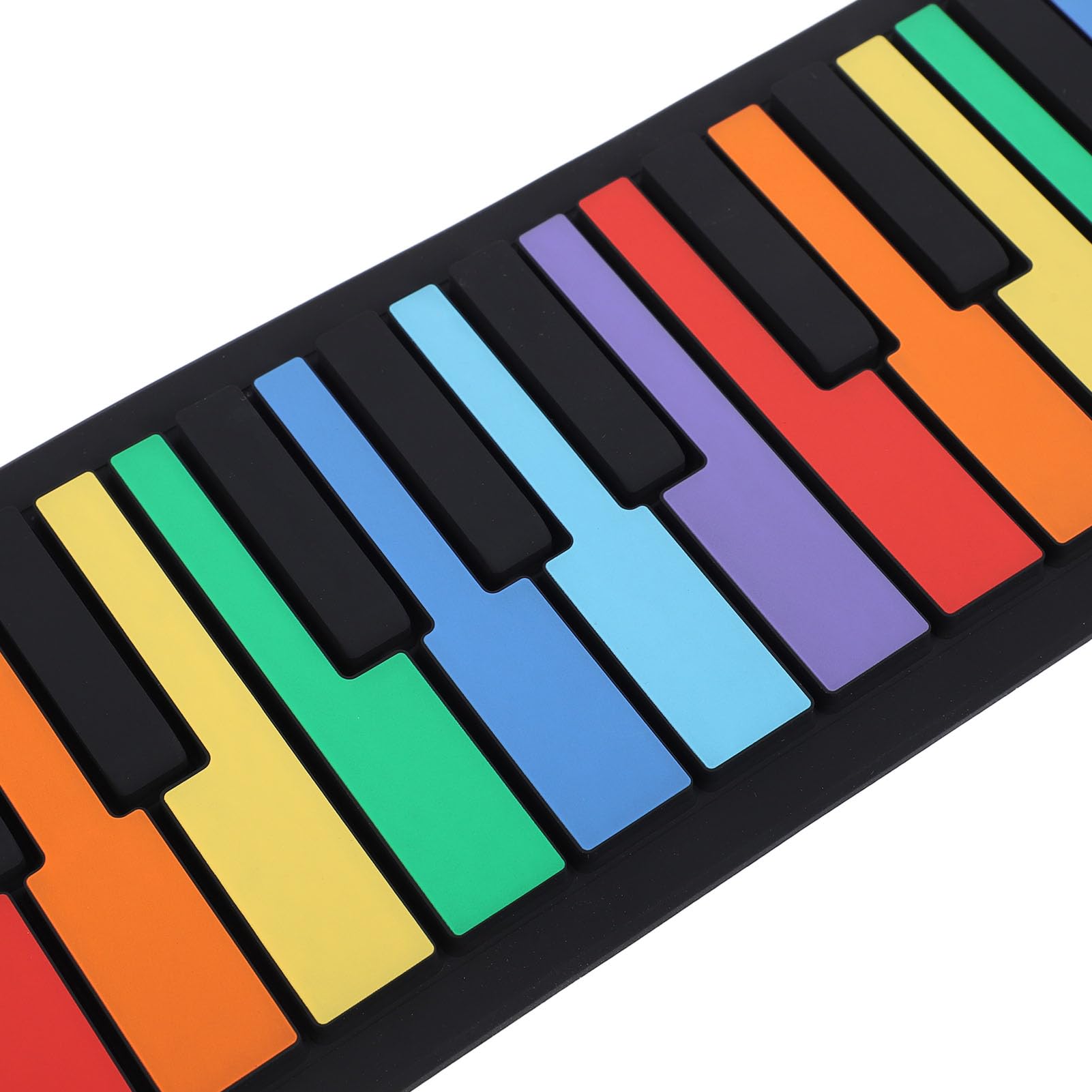 Piano Enrollable, Teclado de Piano Eléctrico de 49 Teclas, Teclado de Piano Portátil de Silicona a Prueba de Agua de Color Arcoíris con 8 Tonos y 6 Canciones de Demostración con