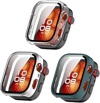 Compatible for Huawei Watch Fit 4 Screen Protector Only, PC Hard Ultra Bright Tempered Glass One Piece Full Protective Case Pack of 3Not for Fit 4 Pro