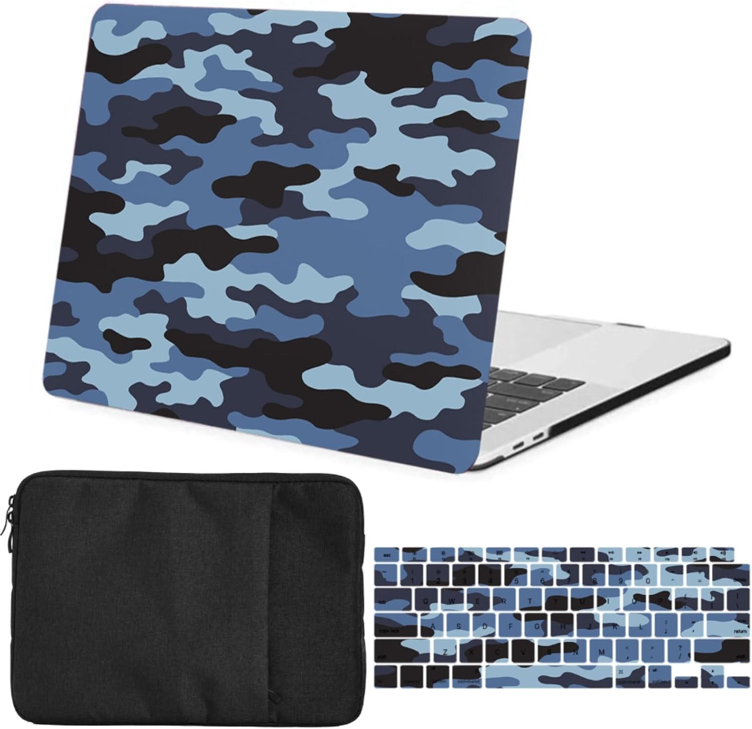 Shell Compatible with MacBook Pro 16 Inch Case 2020 2019 Release Model A2141 with Touch Bar Touch ID, Matt Plastic Protective Hard Shell Cover Case & Bag & Keyboard Skin, Ocean Camouflage