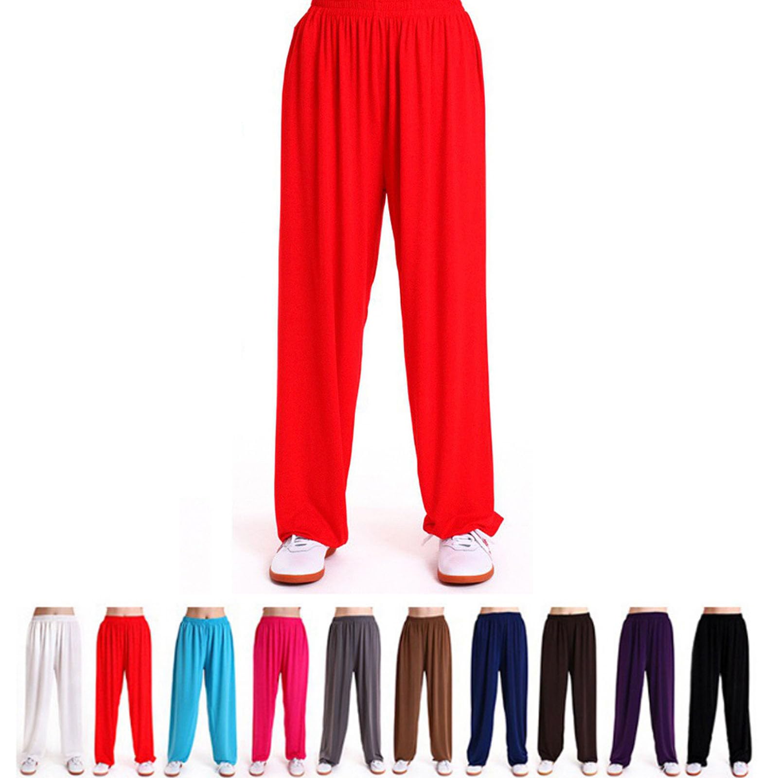 XUHCLY Martial Arts Pants Tai Chi Pants Men Kung Fu Loose Trousers Karate Pants for Women Taekwondo Pants(Size:L,Color:H)