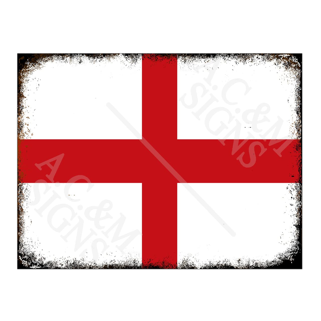 Metal Sign Plaque Print Poster Retro St Georges Cross Football England World Cup Gift Dad Man Cave Shed Home Bar Ref13894 (10x8 inches (Approx) 25cmx20cm)