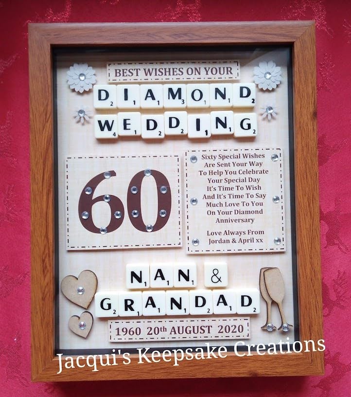 PERSONALISED 60th ANNIVERSARY GIFT DIAMOND WEDDING PICTURE FRAME KEEPSAKE PLAQUE