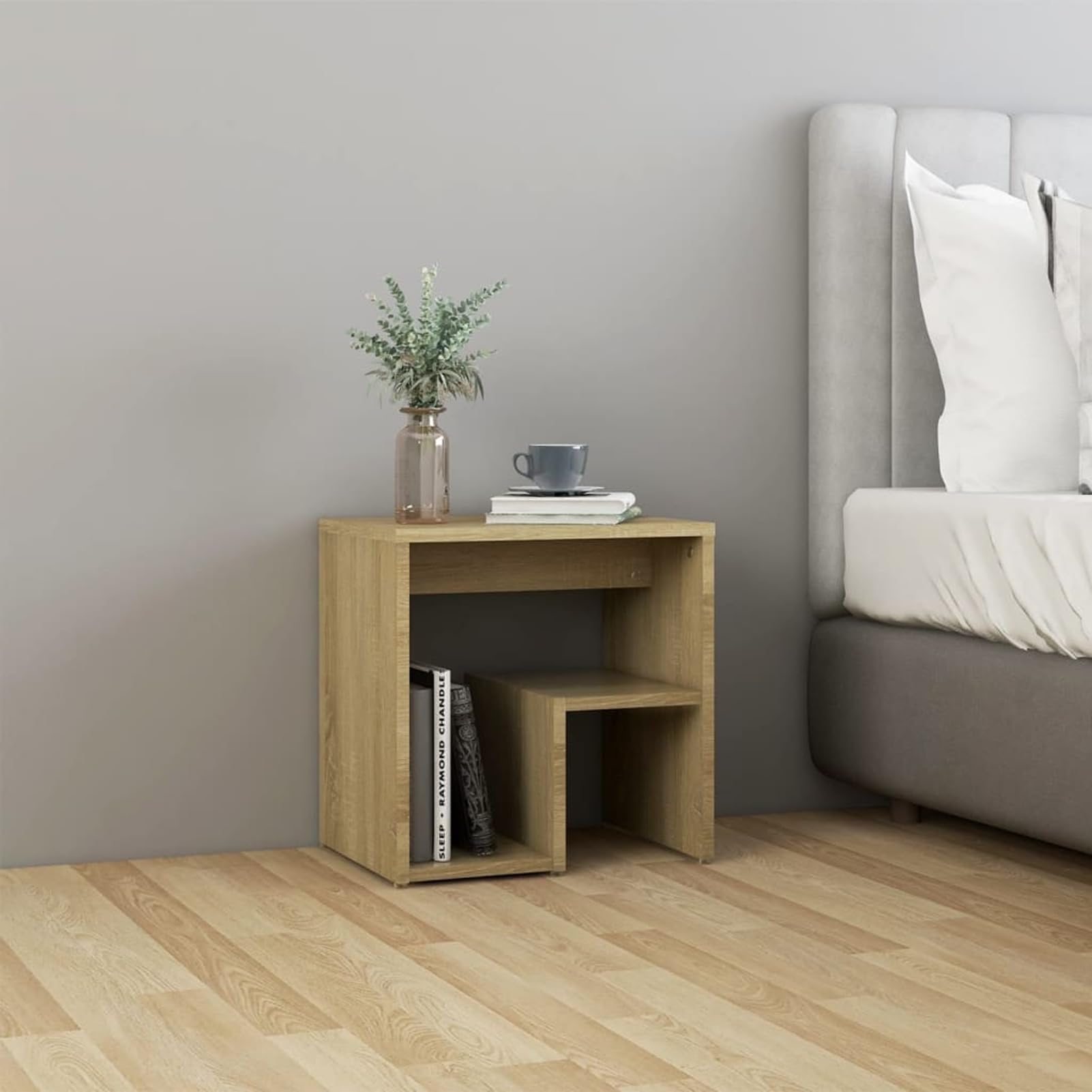 Nachttische 2 STK. Sonoma-Eiche 40x30x40 cm Holzwerkstoff | Stabile Holzwerkstoff-Konstruktion, praktisches Regalfach, leicht zu reinigen mit feuchtem Tuch