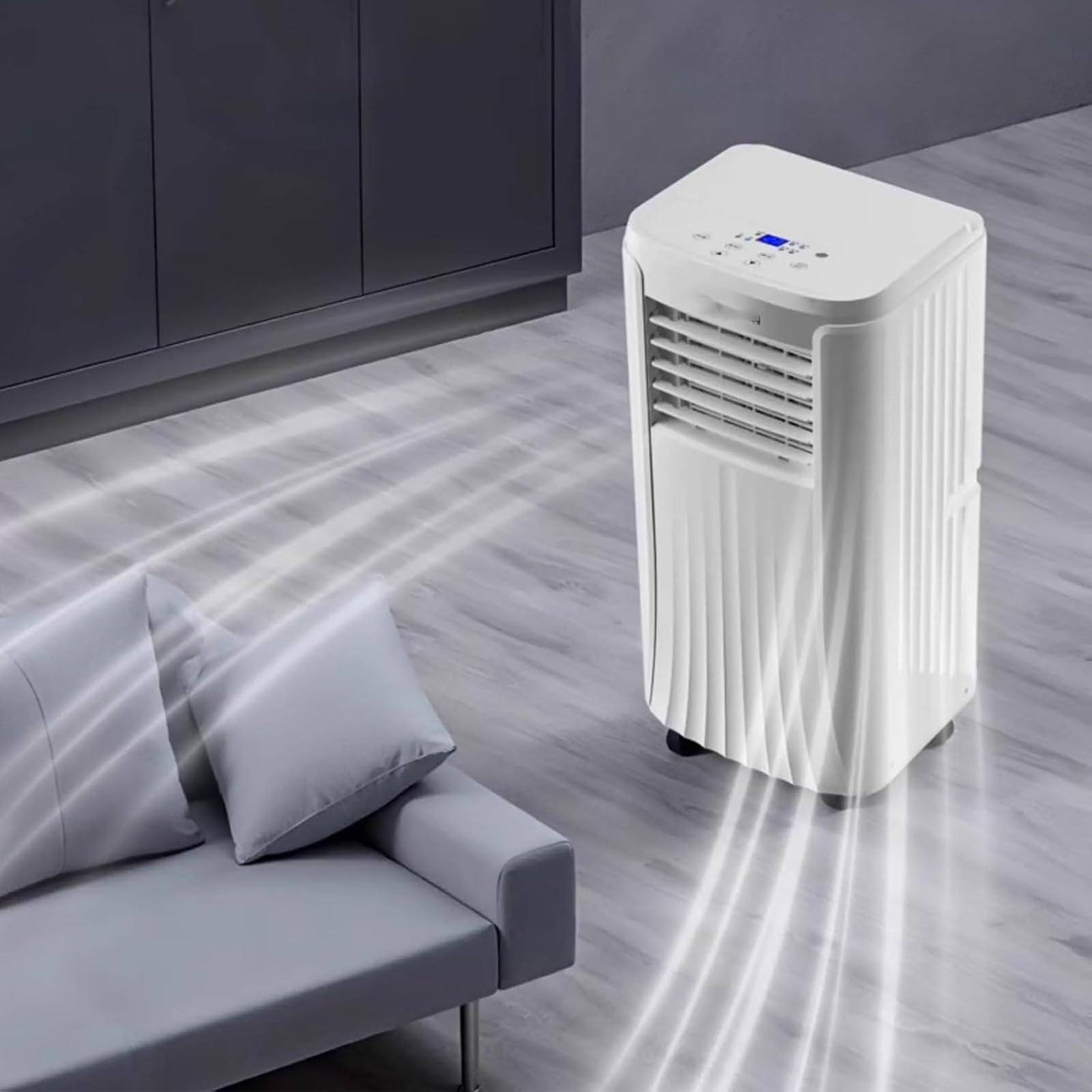 HajMyrdonyx Portable Air Conditioner Evaporative Air Cooler, with 120° Oscillating Wind Speeds Room Ac Unit with 360° Universal Wheels and Remote Control 24H Timer, 220V 1.5P
