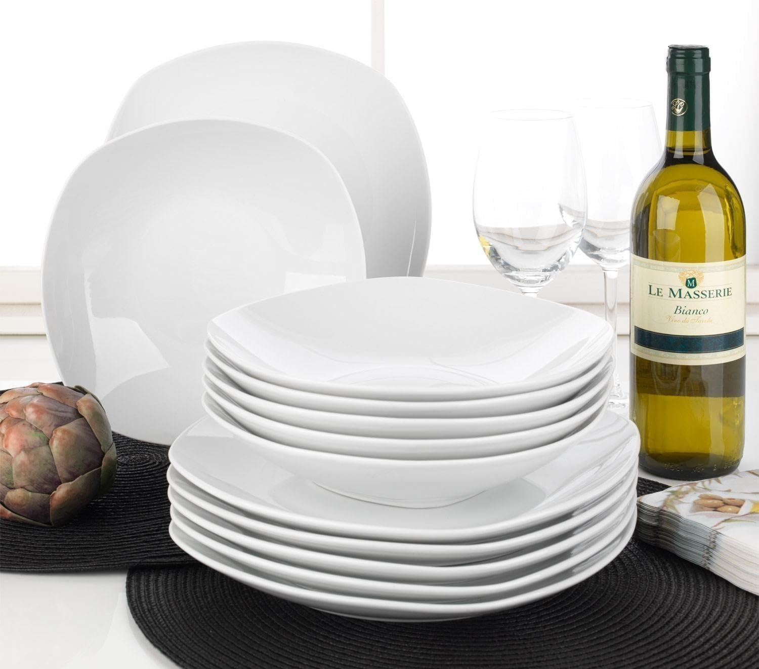 Tafelservice Geschirrset Tafel-Service - 24-tlg. (12 Personen) - Weiß - Porzellan