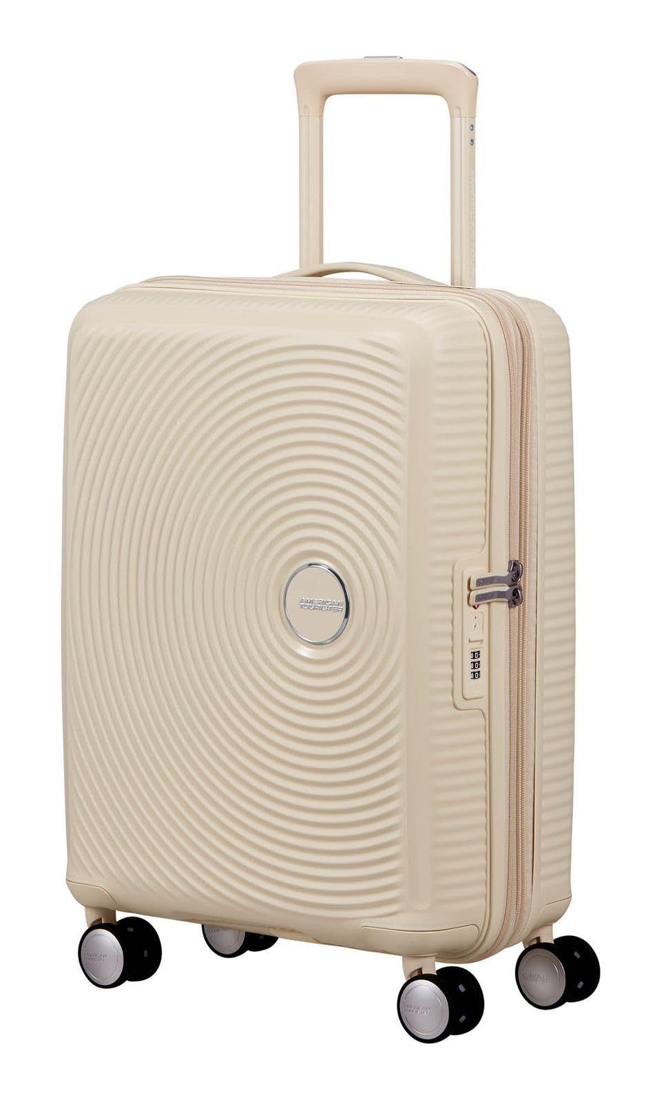 American Tourister carrello Soundbox Spinner 55/20 TSA EXP Trolley Coconut Sand avorio