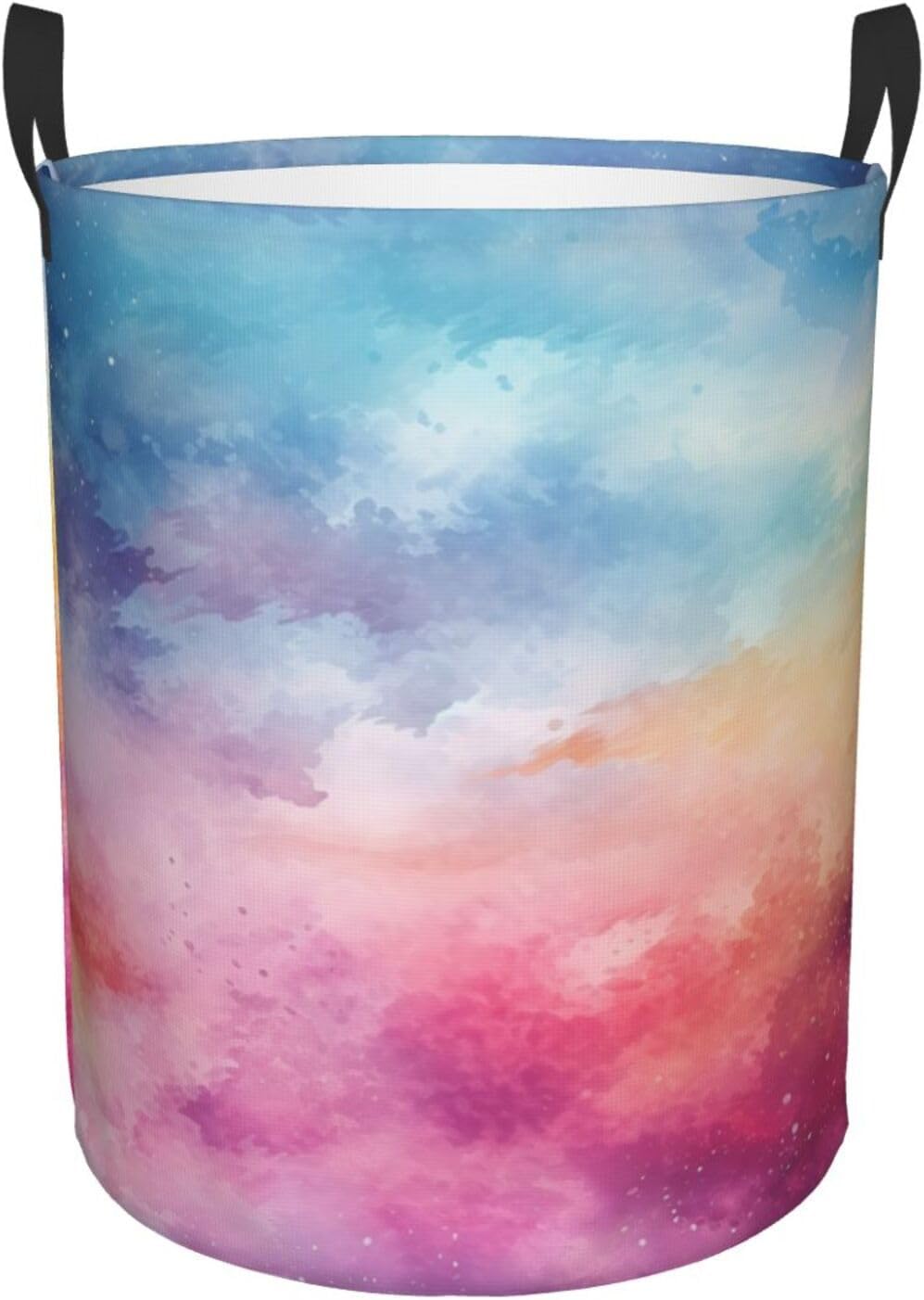 Watercolor Background Laundry Basket With Handles, Foldable Laundry Hamper Oxford Cloth Dirty Clothes Basket Waterproof Clothes Toys Storage Bin Organizer for Bedroom Bathroom Dorm