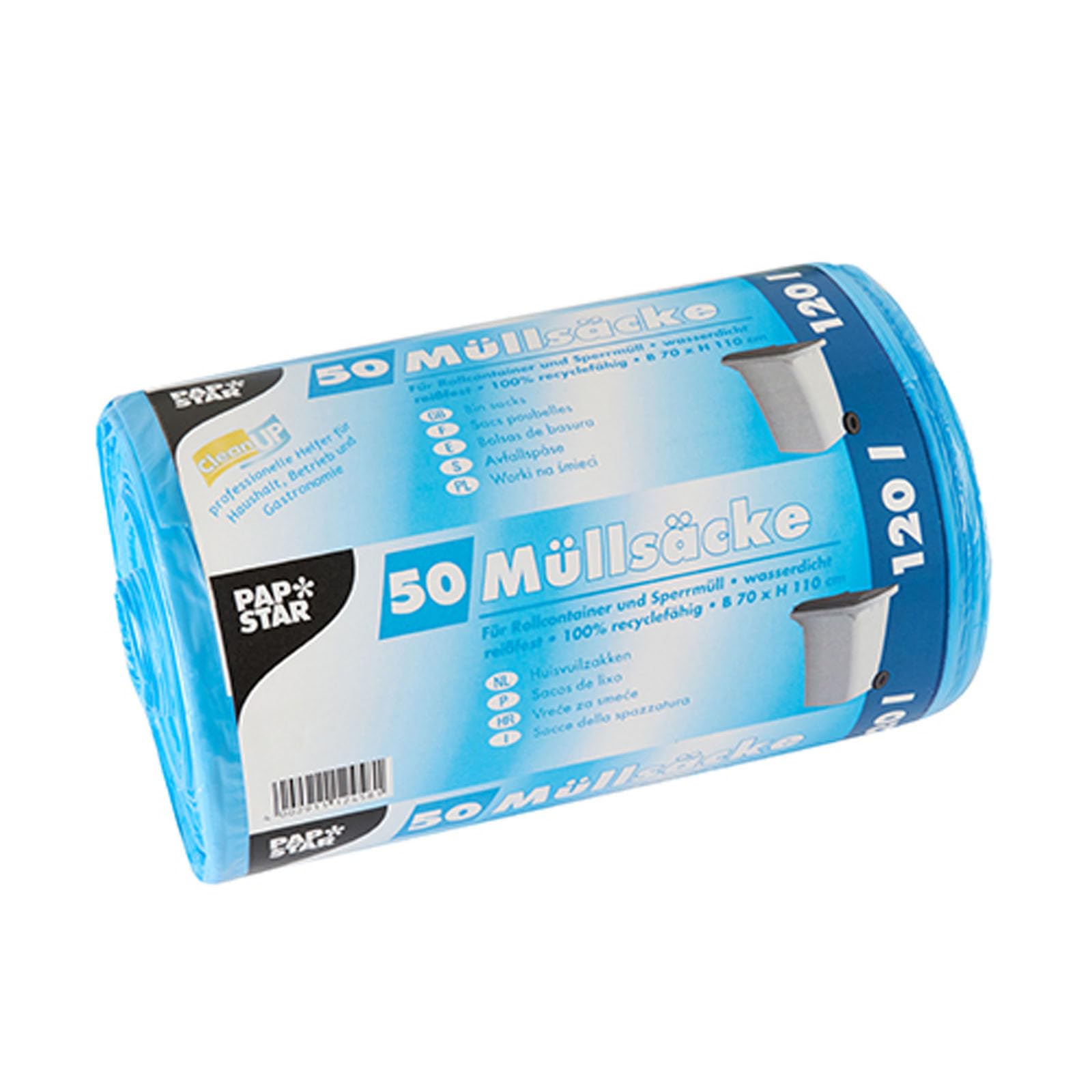 Papstar 1 Scatola = 4x50 Sacchetti di immondizia, HDPE 120 l 110 cm x 70 cm blu 12458