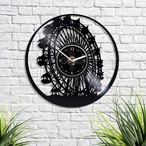 Handmadecorp Ferris Wheel Wall Clock Vintage Vinyl Record Retro Wall Clock Large Attraction Wall Clock 12 Inch Birthday Gift Fairy Gift For Girl New Year Gift Ferris Wheel Home Wall Decor #TOP1