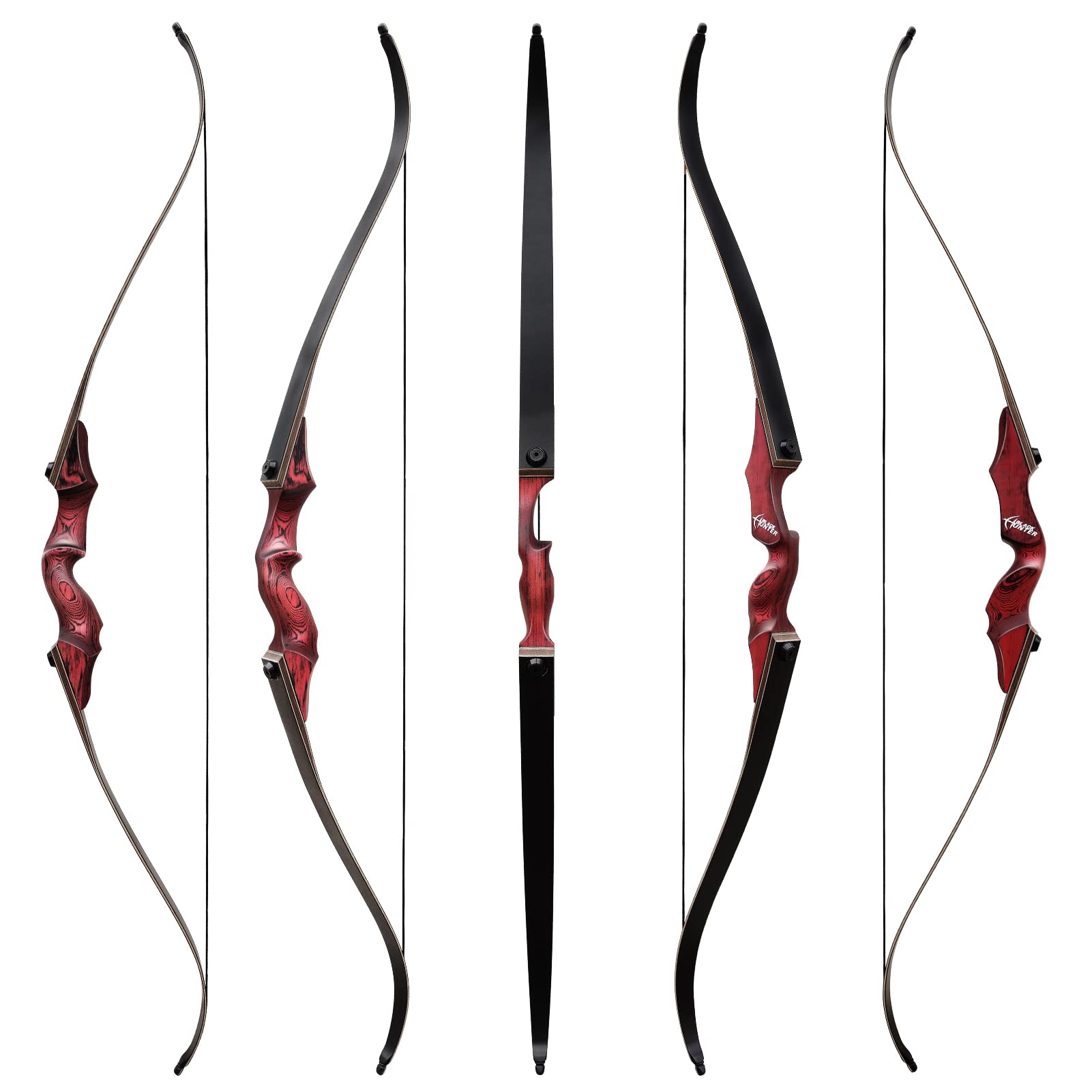 152 cm nero Hunter arco ricurvo 9-27,2 kg arco e freccia Set con borsa per arco e faretra freccia mano destra tiro con l'arco Set adulto principiante caccia tiro