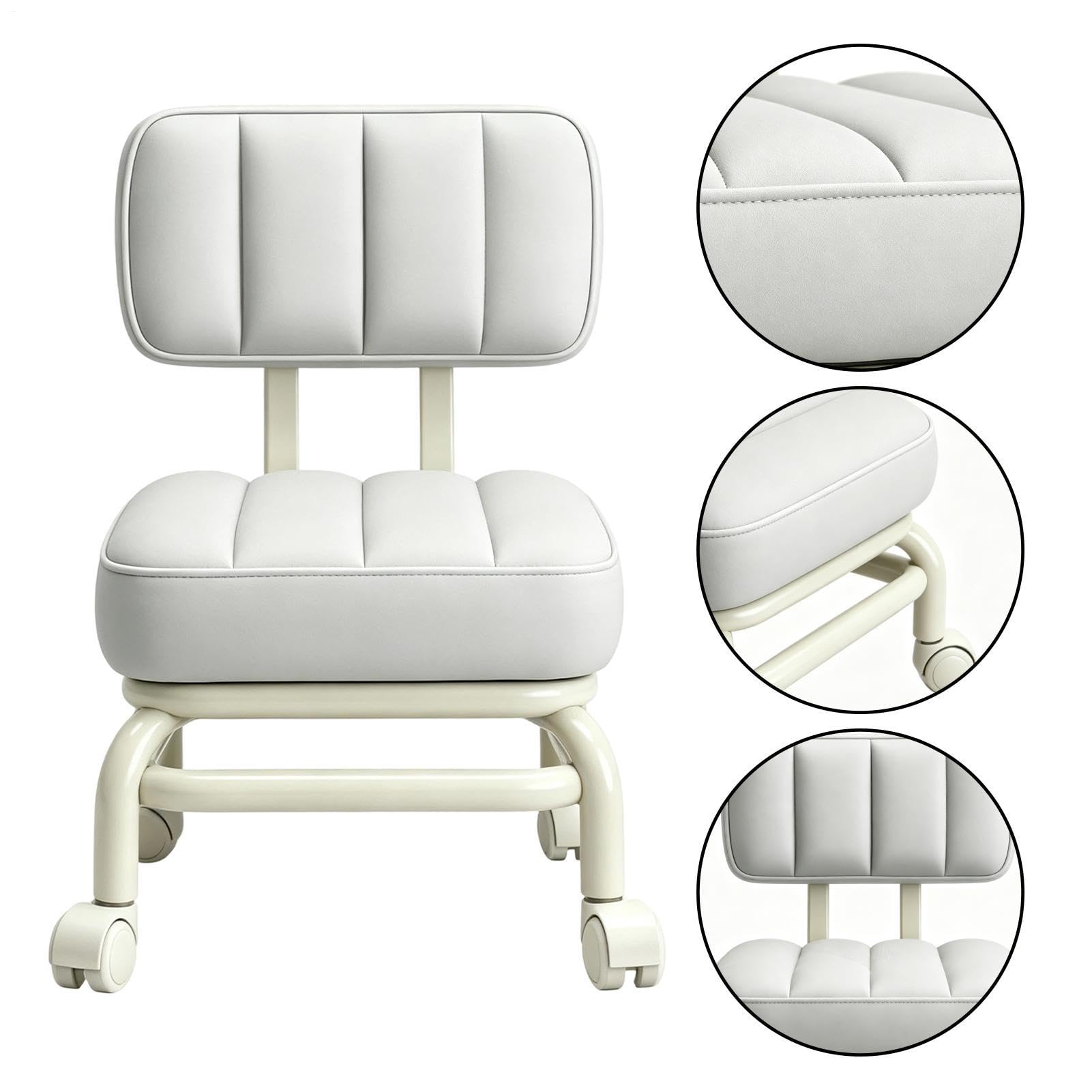 Sgabello con ruote, impermeabile, girevole a 360 gradi, con imbottitura