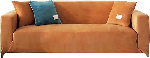 Miniatura 8 de CONRUSER Funda elástica para sofá, funda de terciopelo suave con parte inferior elástica, protector de muebles para mascotas y niños (beige, XL)