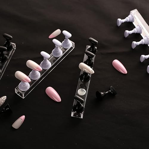 Miniatura 36 de JUSTOTRY 4 juegos de soporte de uñas rosa para exhibición de uñas a presión, soporte magnético de uñas postizas para prácticas de uñas, accesorios