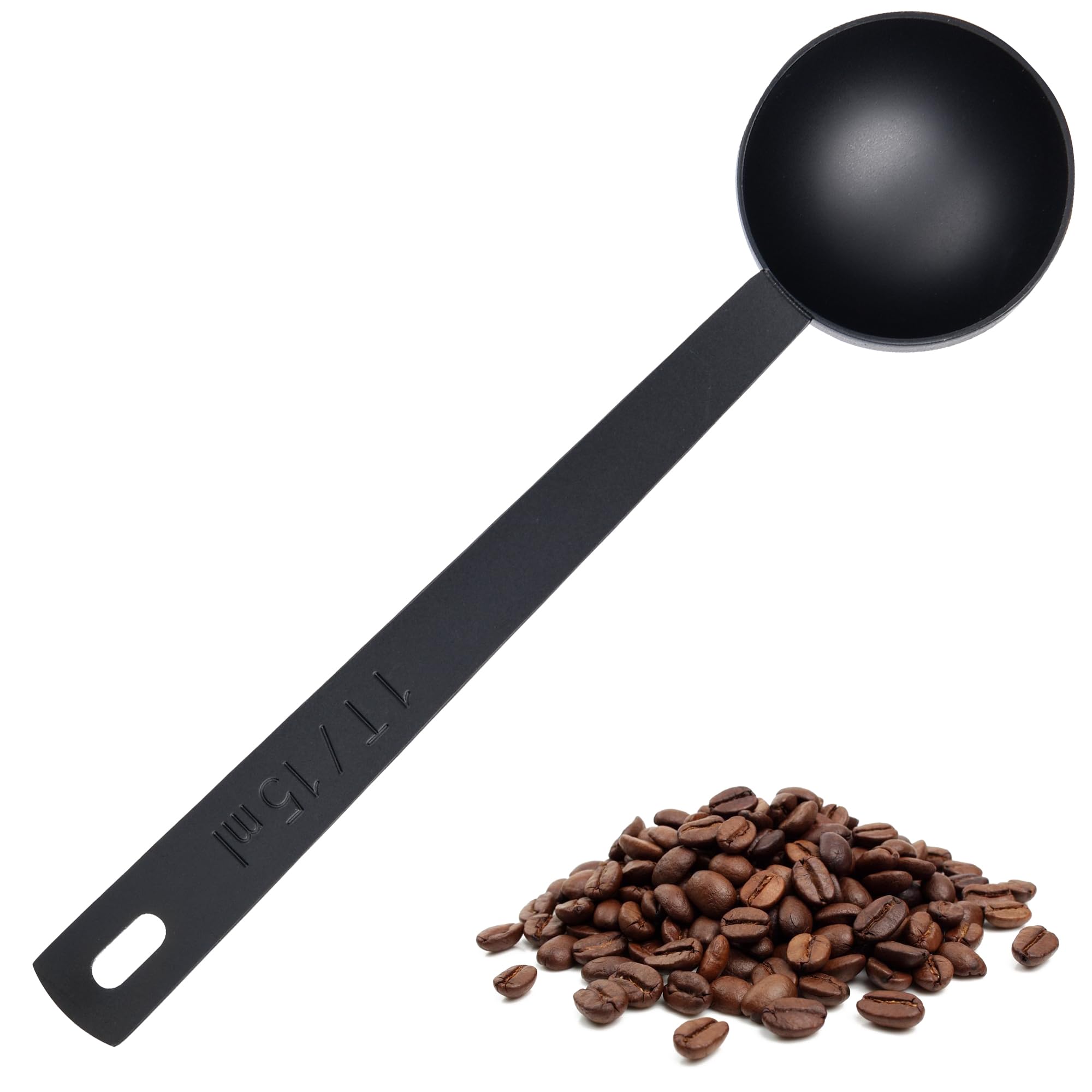 U-Taste10.8cm Long-Handle Coffee Scoop: 18/8 Stainless Steel Round Tablespoon Scooper, Sturdy Metal Meaure Spoon with Smooth Edge for Espresso, Powder in High Canister (1Tbsp/15ml, Black)