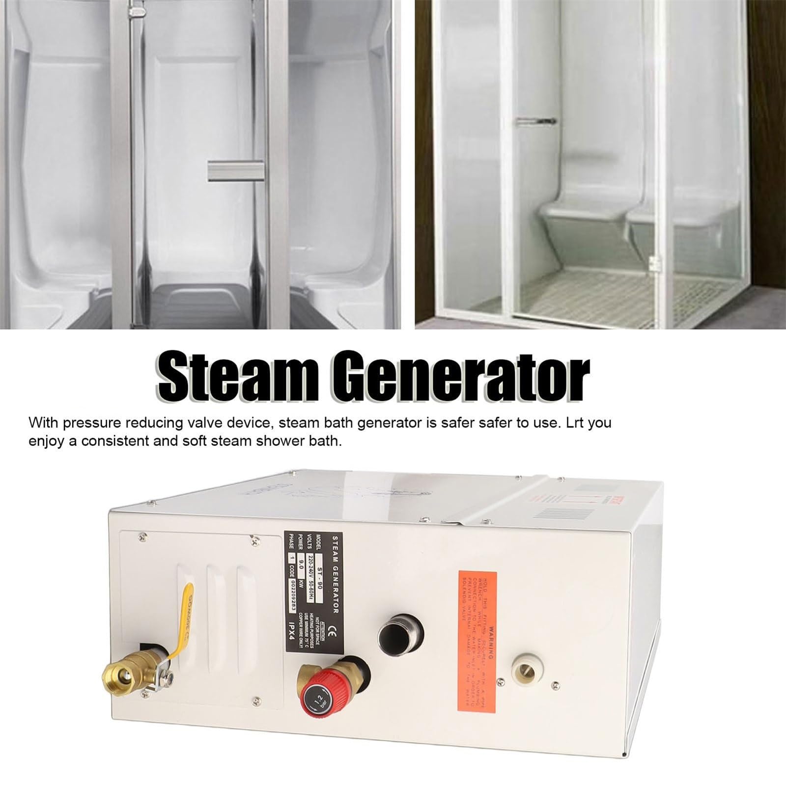 Doccia a vapore, stufa per sauna, macchina per sauna da bagno, generatore di vapore, per spa ad alta efficienza di riscaldamento, controllo intelligente di tempo e temperatura,6KW