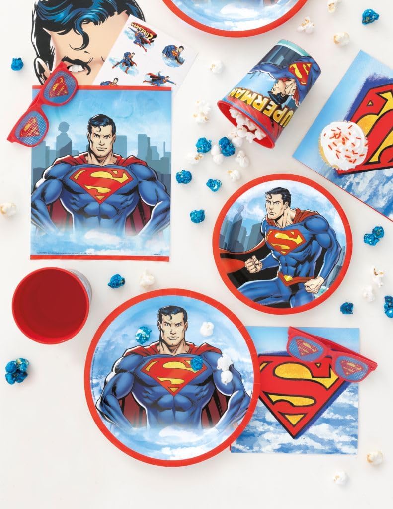 Unique Superman 12 Pack 16 oz Plastic Reusable Favor Cups – Birthday Party Supplies, Goodie Bag Favors, Kids’ Drinkware & Take-Home Gifts