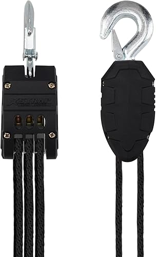 Miniatura 48 de XSTRAP - Polipasto para cuerda de 50 pies, 2,000 libras de resistencia a la rotura, para trabajos pesados Negro de 65 pies con eslinga de elevación