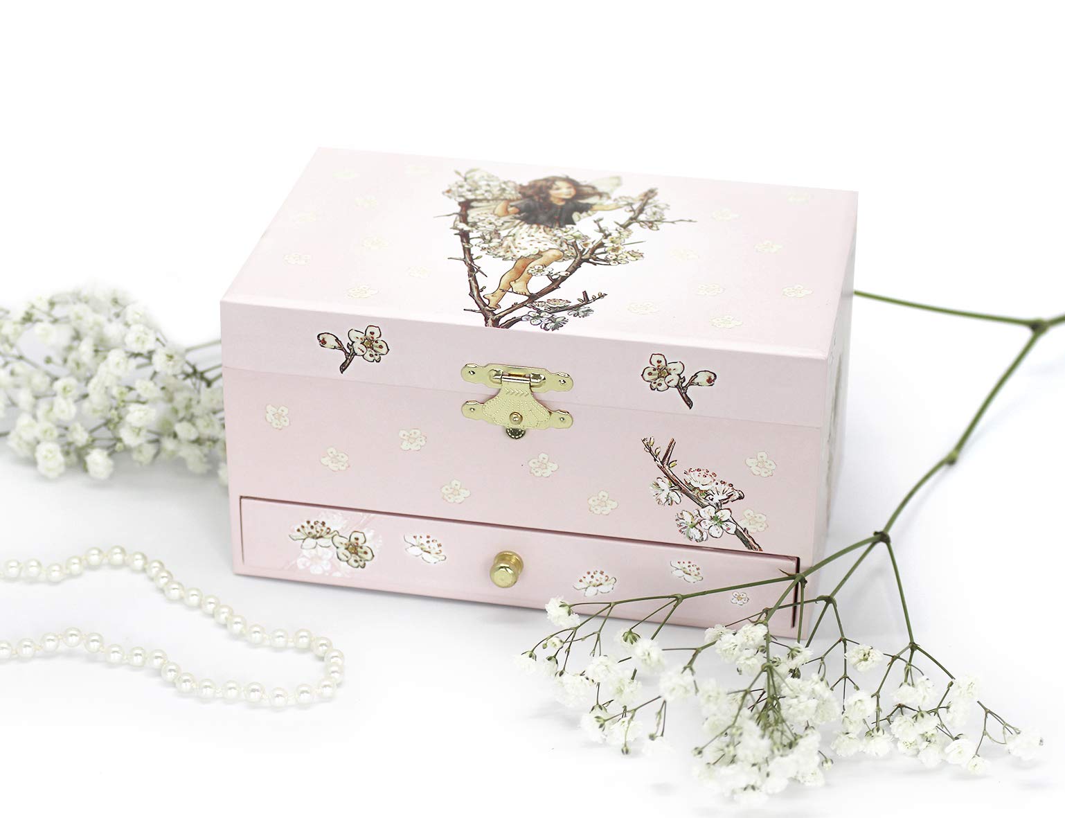 Coffret à Bijoux Musical Trousselier En Forme De Cerisier, Couleur Rose
